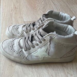 Shu shop Beige High-Top Sneakers with Star Detail